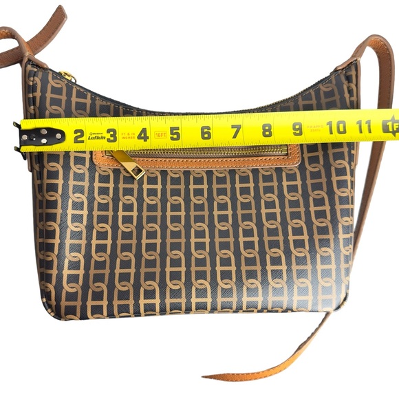 Fossil Crossbody Bag Cecilia Small Top Zip Brown and Gold Chain Design Purse - Picture 11 of 13